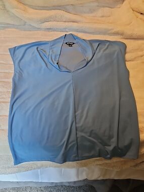 Kasper Sky Blue V-Neck Cap Sleeve Tunic